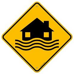 House flood warning sign