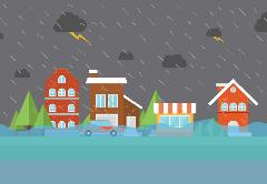 Flooded town clip art cropped